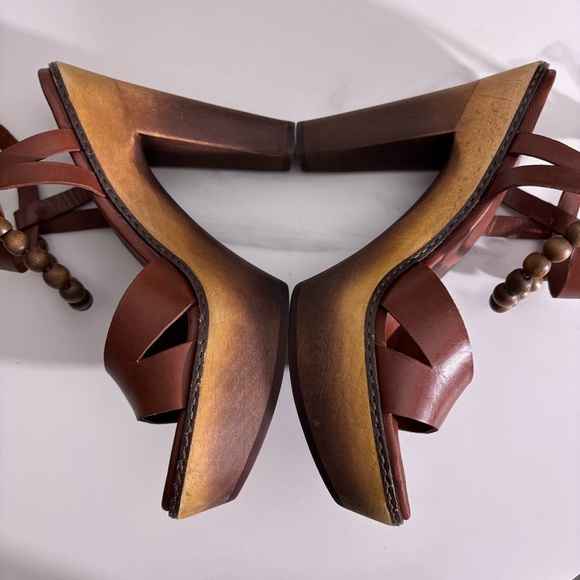 Ugg Brown Platform Leather Sandals Sz 8 - Picture 10 of 11